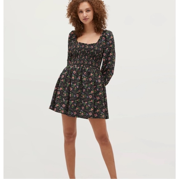 The Norah Floral Long Sleeve Square Neck Mini Nap Dress Size XXS Feminine - Picture 6 of 15